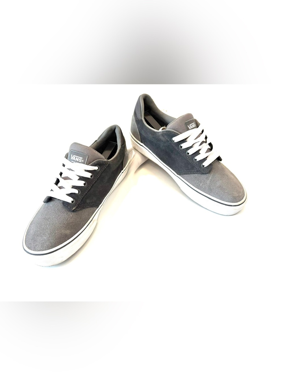 Vans Gray Suede Low-Top Sneakers with White Laces